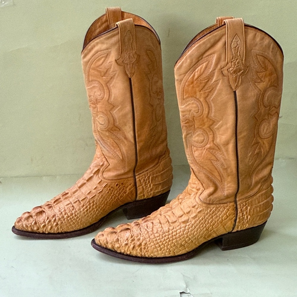 Yellow Cream Rudel Alligator/Leather  Western Cowboy Boots - Picture 3 of 16